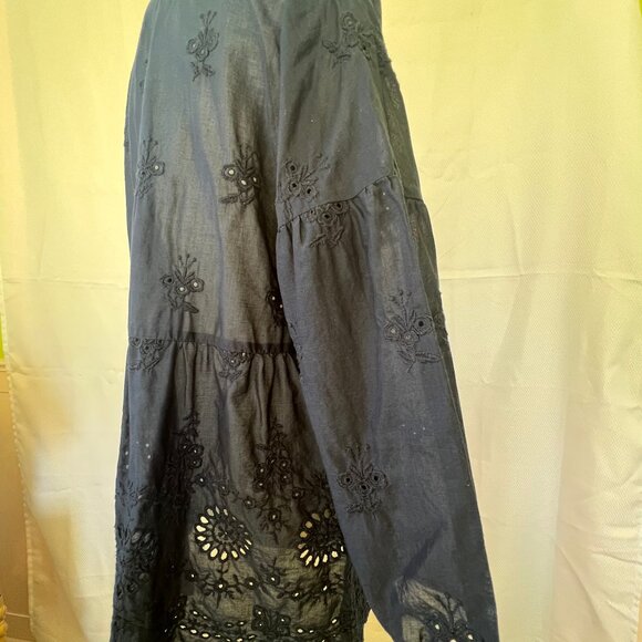 J.Jill Navy blue Eyelet Ruffle Blouse - Picture 9 of 13